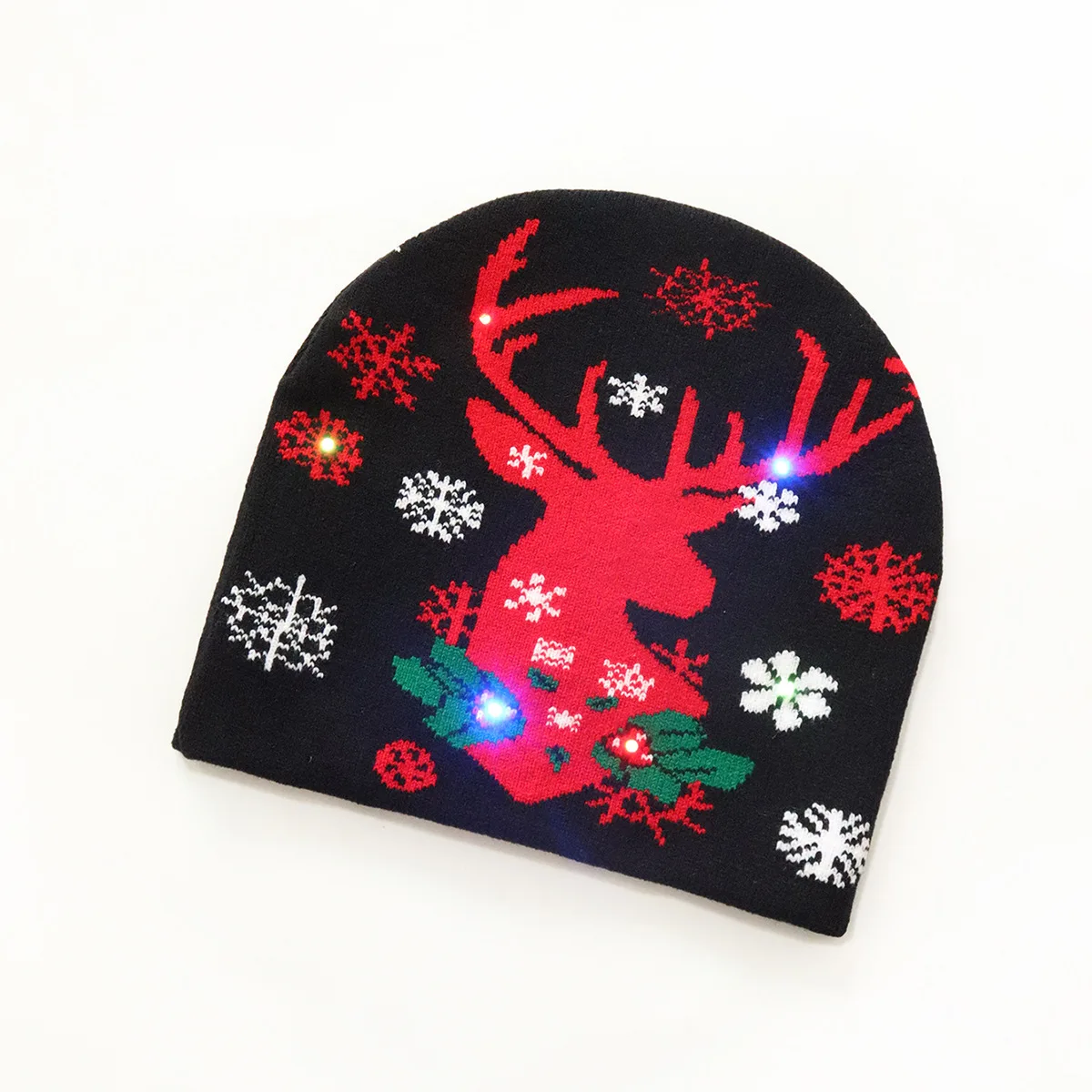 Wholesale Christmas Hat Colorful Glowing LED Knitted Hat Autumn and Winter Warm Snow Christmas Party Beanies