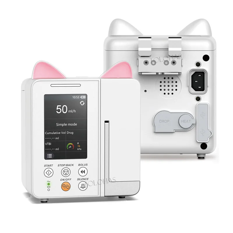 LHWVP6 Auto-lock Screen Night Mode Vet Medical Product 3.5 Inch Cute Ear Design Pet Mini Infusion Pump Price