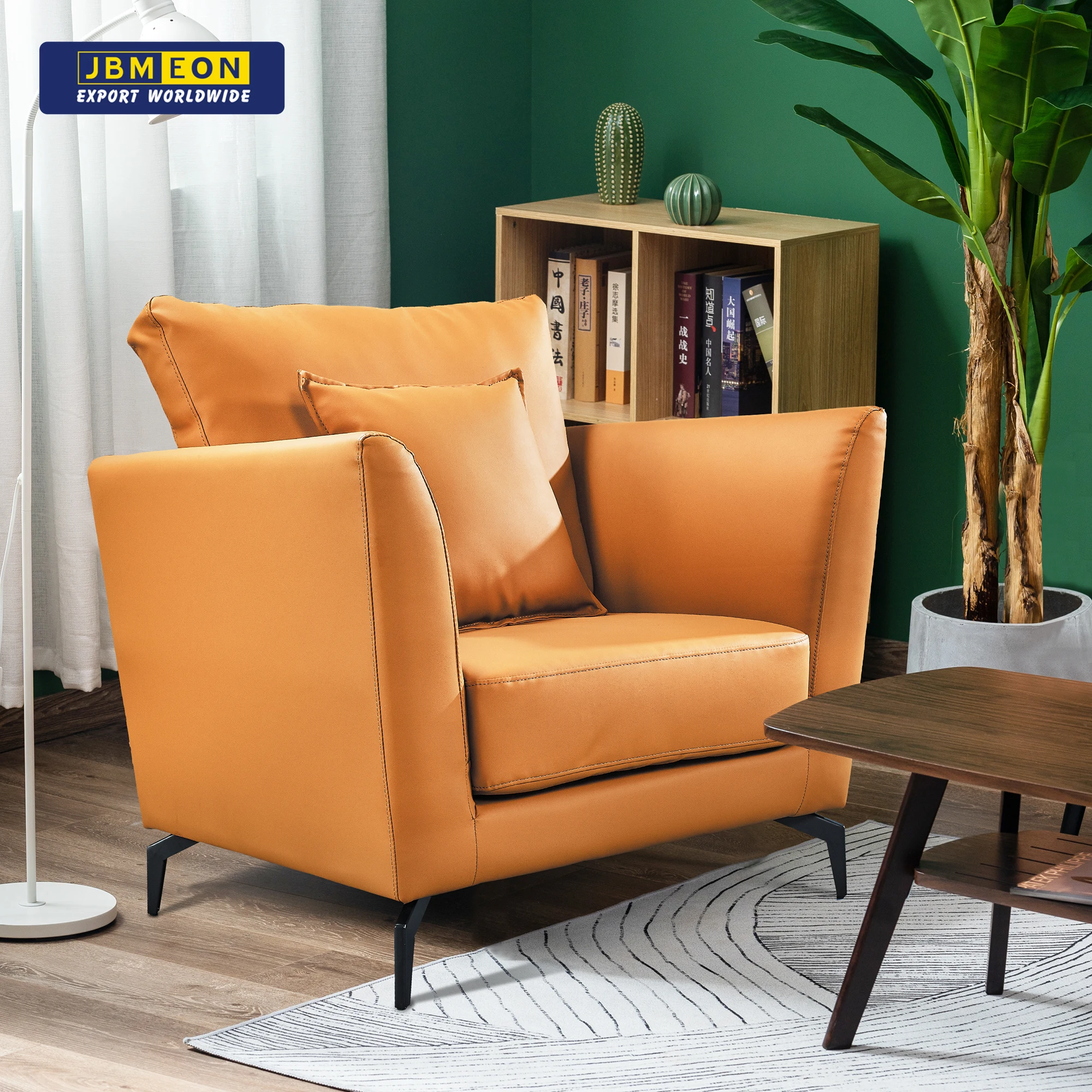 OEM одноместный кожаный диван, железные ножки, мебель для гостиной, кресло для отдыха
