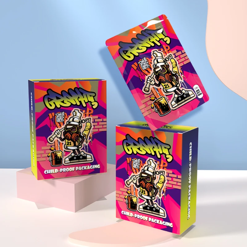 Custom Printed Resealable Cali Packs Exotic Smell Proof Stand up Pouch 3.5g 35 7g 1oz 1lb 4x5 3.5 Mylar Bags with Boxes