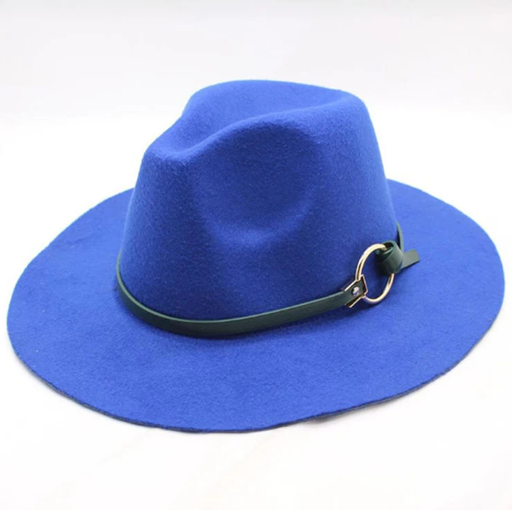 wholesale custom logo head cap fashionable oversized blue soft felt fedora hat winter luxury cap for men women
