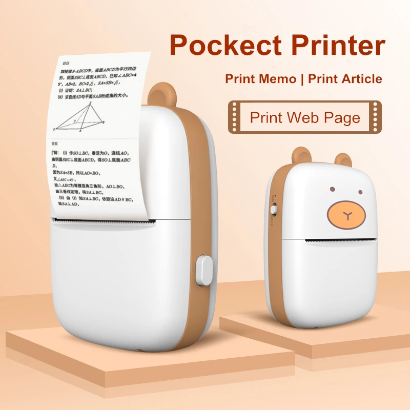 57MM Instant Thermal Receipt Printer A9 Photo Memo Receipt Paper Printer Smartphone Printer Mobile for Error Printing Study