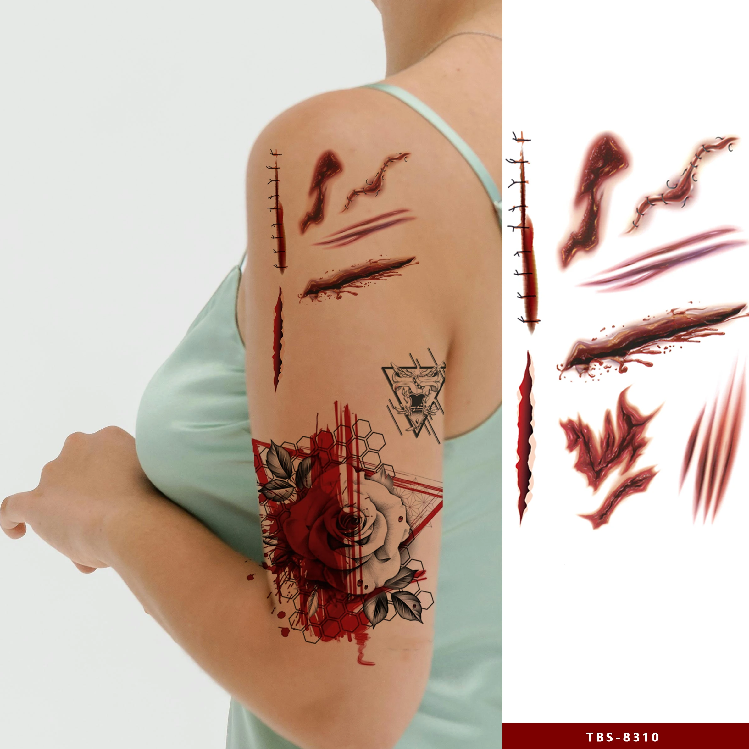 Custom Pumpkin Makeup Spooky and Face Scar Spider Tattoo Sticker Party Halloween Temporary Tattoo