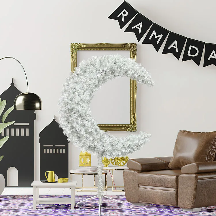 Hot Sale Islamic 6ft PVC Artificial White Moon Tree Eid Ramadan Decoration Moon Tree For Indoor