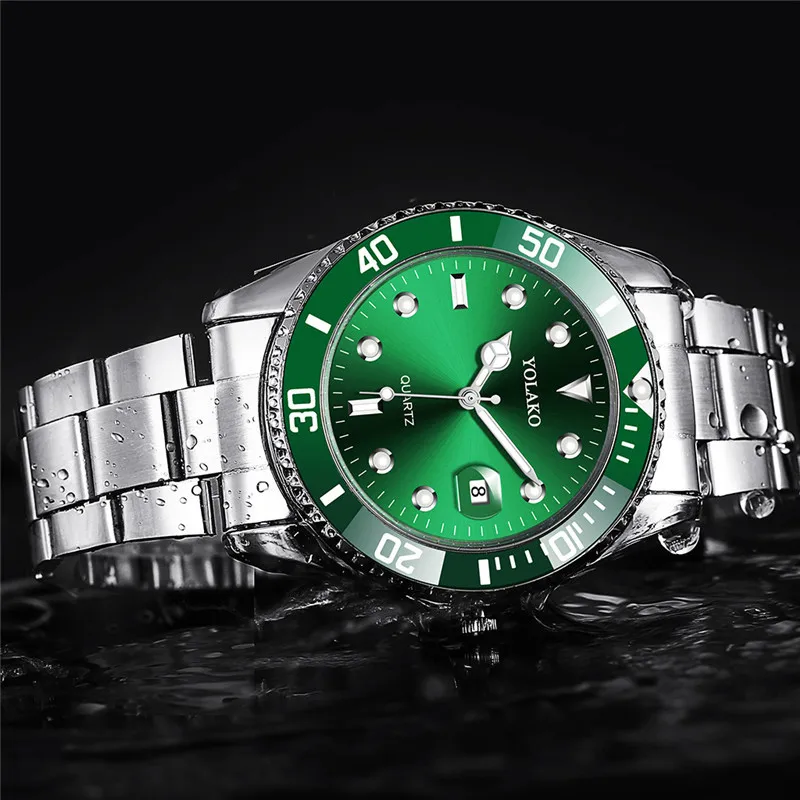 WJ-9791 Custom LOGO High Quality Calendar Quartz Man Wristwatch Gold Stainless Steel Belt Dive Luxury Watch Men