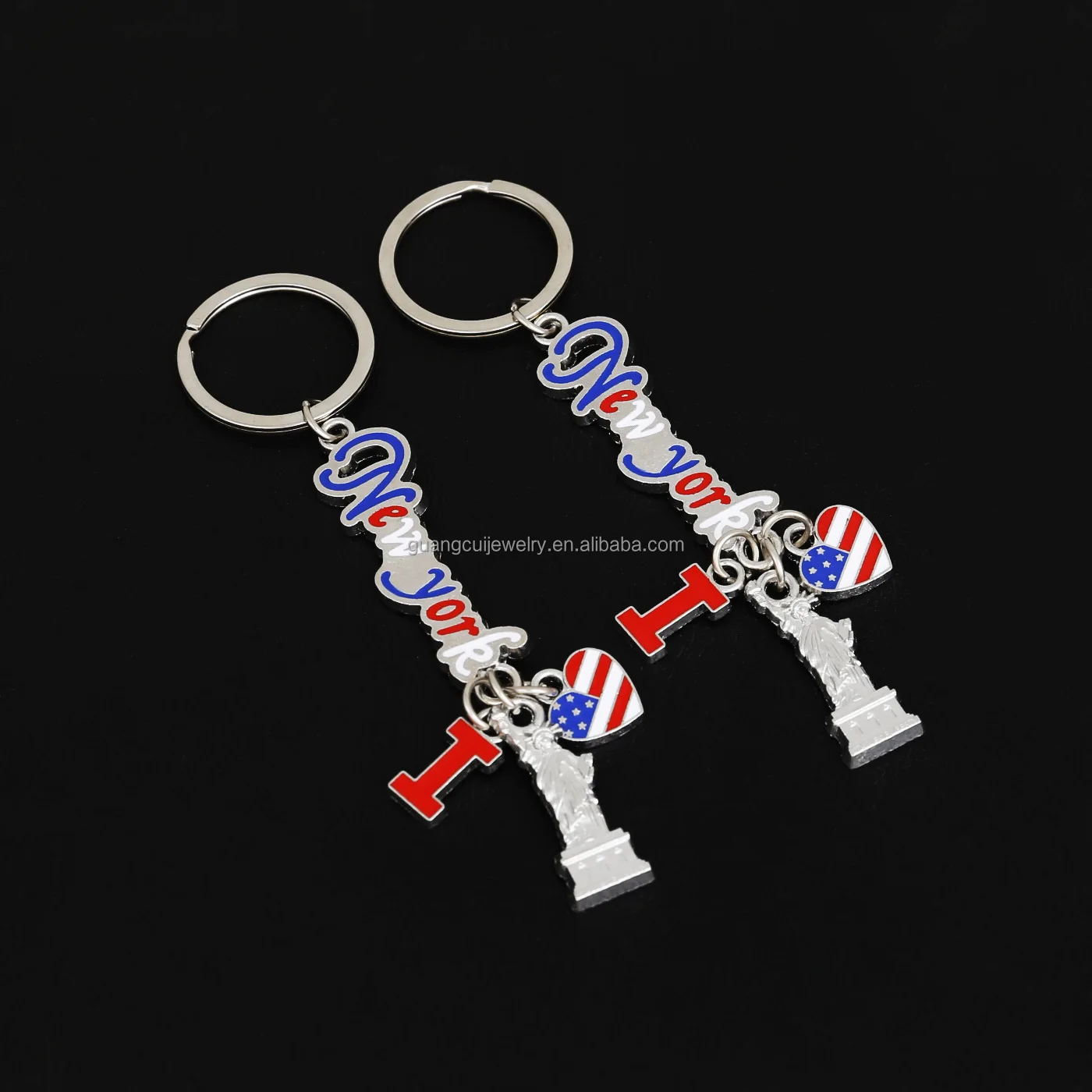 Custom design New York souvenir metal zinc alloy enamel city state shape keychain