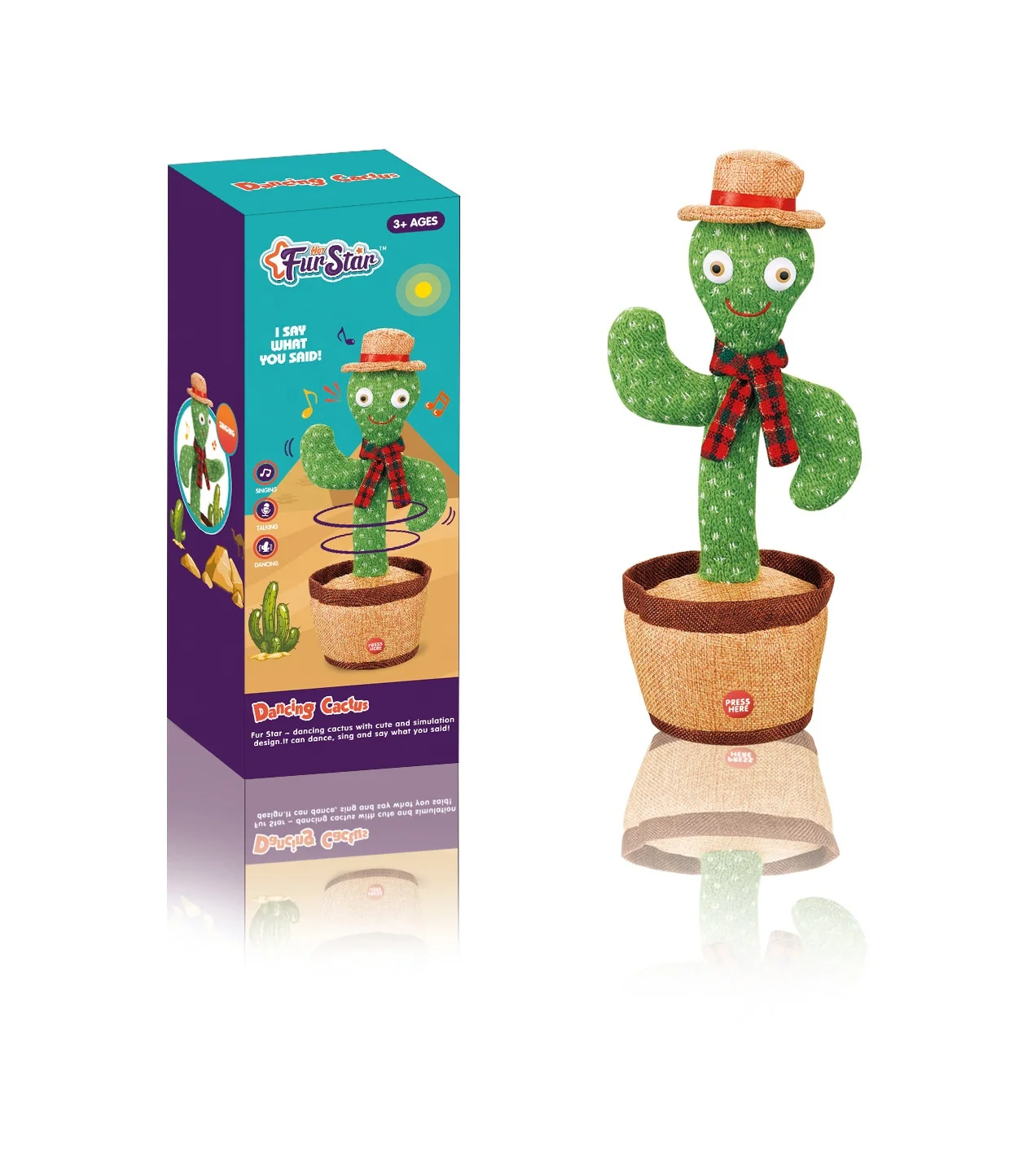 Hot Sale cactus dancing plush toy with light Recording Repeater Talking Singing Dancing Cactus