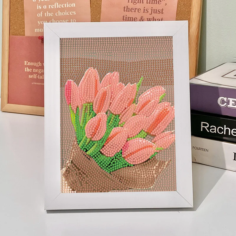 High Quantity 5D DIY Toy Full Diamond Art Painting With Wooden Frame Decoration Home Room Nice Tulip Flower Diamond Painting Toy