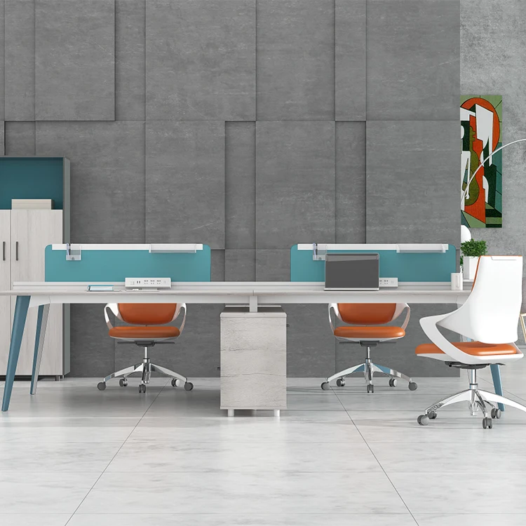Customize Office Partition Furniture Cubicle 6 Person Workstation L Shape Executive Office Table