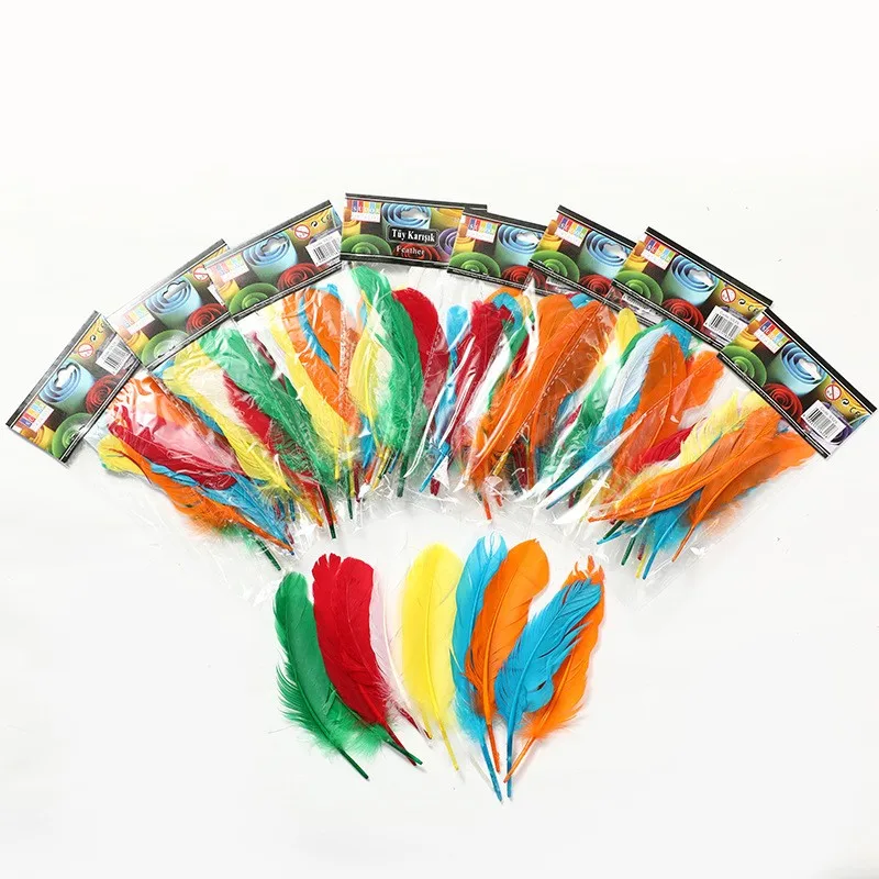 12 Pcs 6 Inches Colorful Small Goose Fluffy Feathers Decor Feather for DIY Craft Clothing Wedding Home Party Decorations