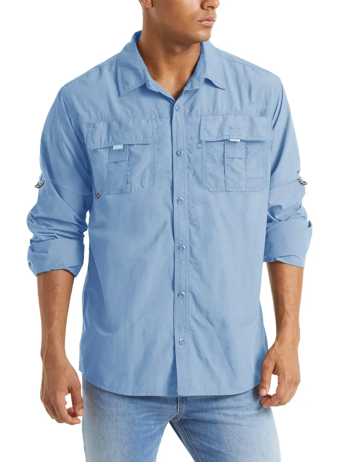 Lowest  Factory price work shirts men long sleeve custom logo blue work shirt for men