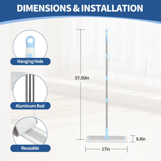 Compact Microfiber Spin Mop Set Aluminum Pole Durable 360 Degree Dry Wet Function Mop for Floor Cleaning