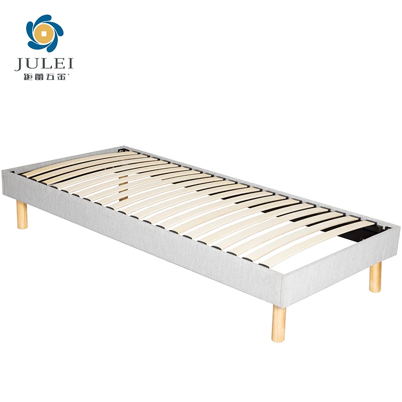 European Customized Dimension Grand King Queen Steel Tube Poplar Slat Plywood Board Bed Frame Modern