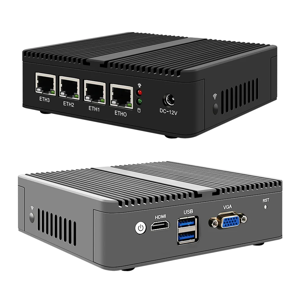 Мини-роутер J4125 без вентилятора, 2,5 ГГц, 4 * i225 I226 2.5GbE Nics pfSense