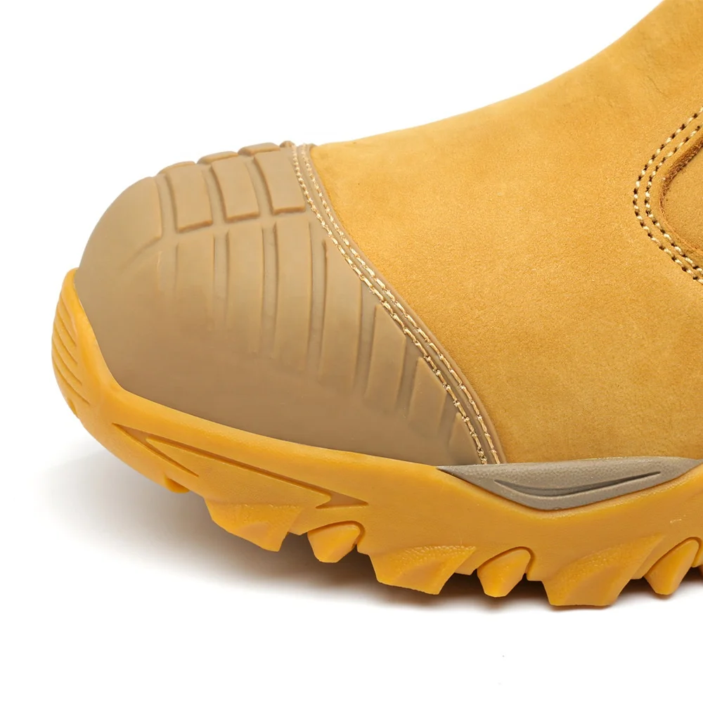 Top Grade No Lace Easy Wear Nubuck Leather Steel Toe Rubber MD Sole Chelsea Safety Boots
