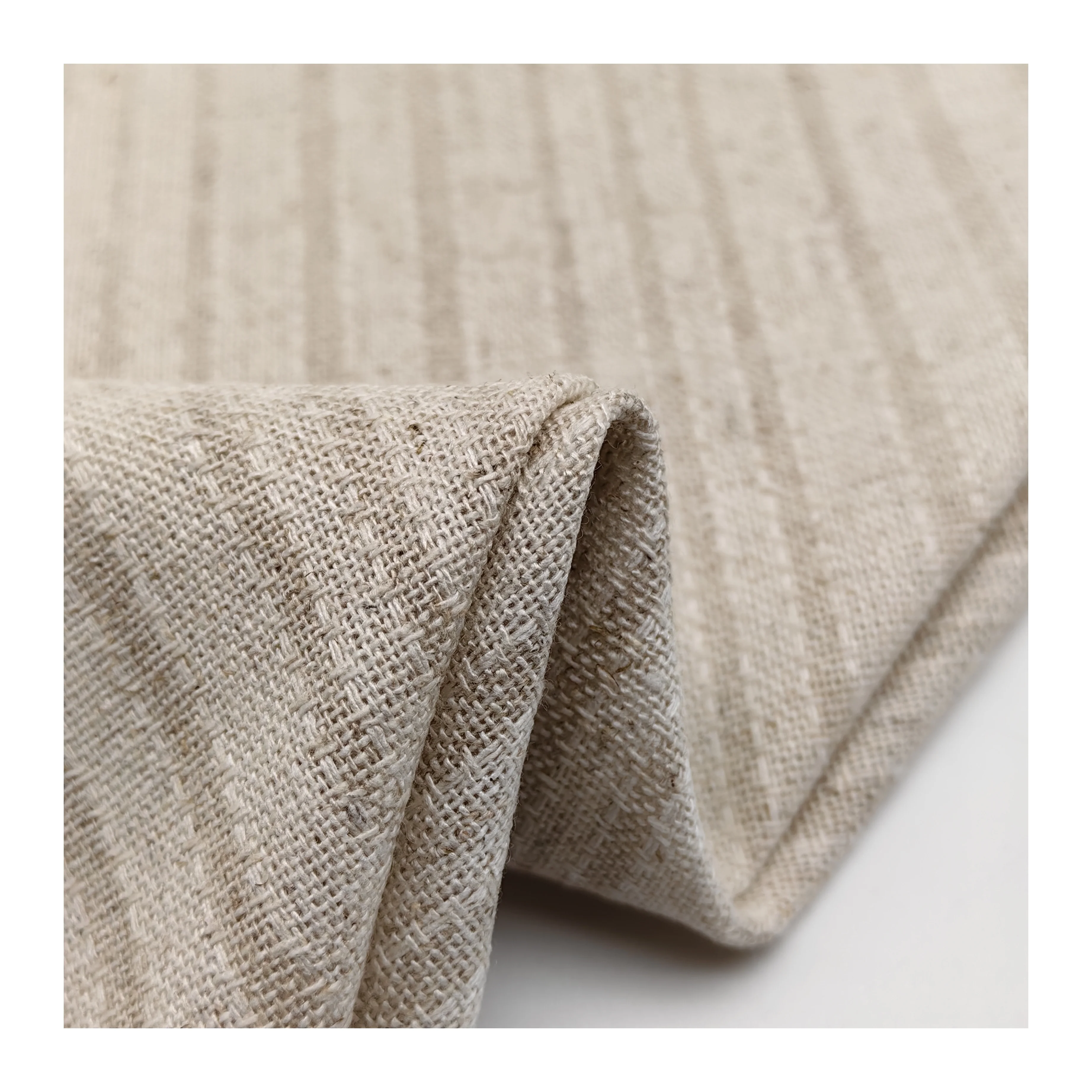 Inexpensive Factory Supplying wholesale natural Linen Fabric stripe WovenFabric Soft Touch Natural Dye Plain eco-friendly fabric
