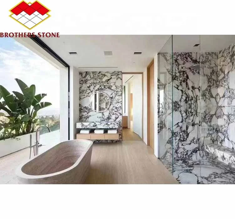 Modern Calacatta Viola White Marble with Purple Vein Slabs for Dining Room Table Set Kitchen Countertop Bathroom Staircases