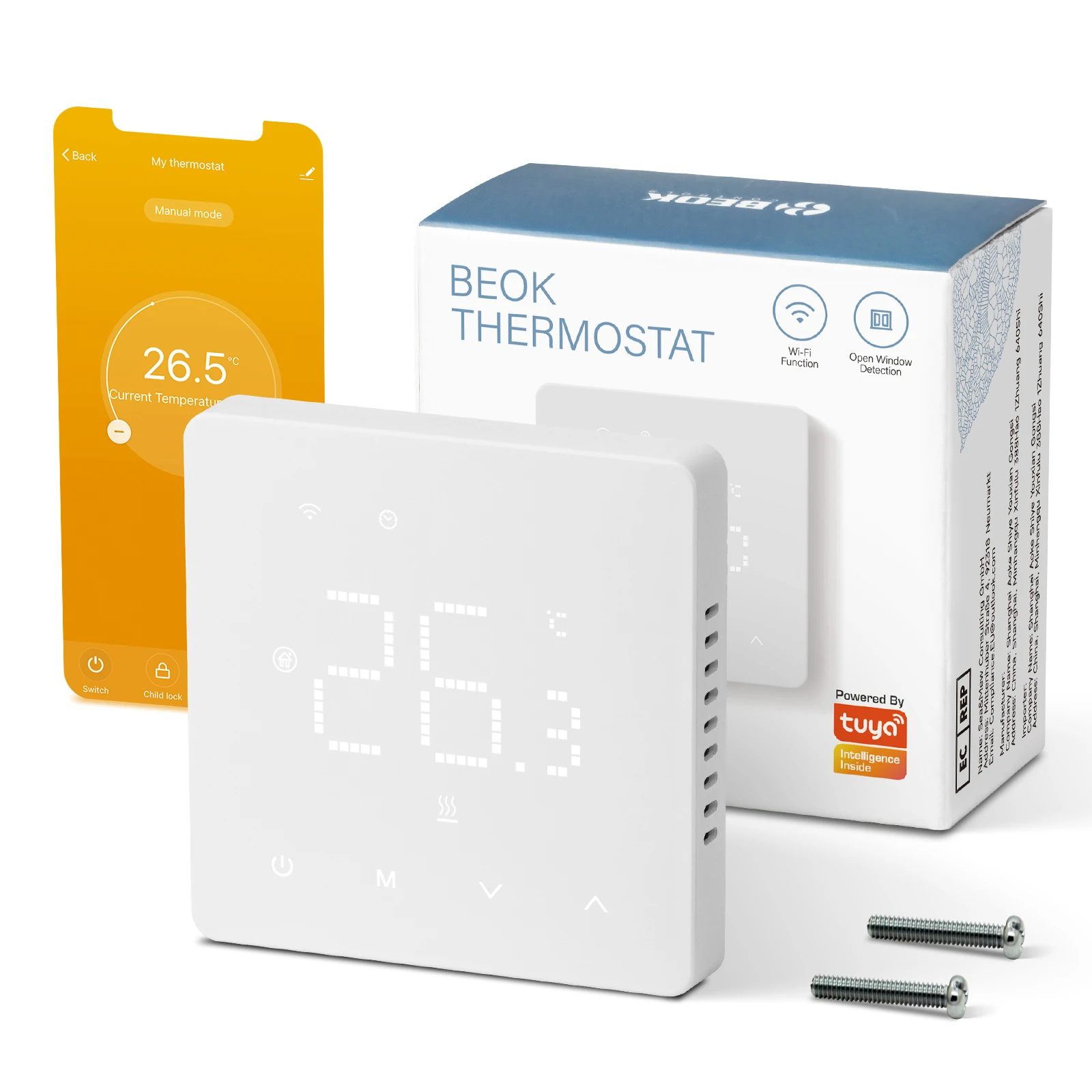 Tuya WiFi touch screen weekly programmable underfloor heating and gas boiler heating room thermostat