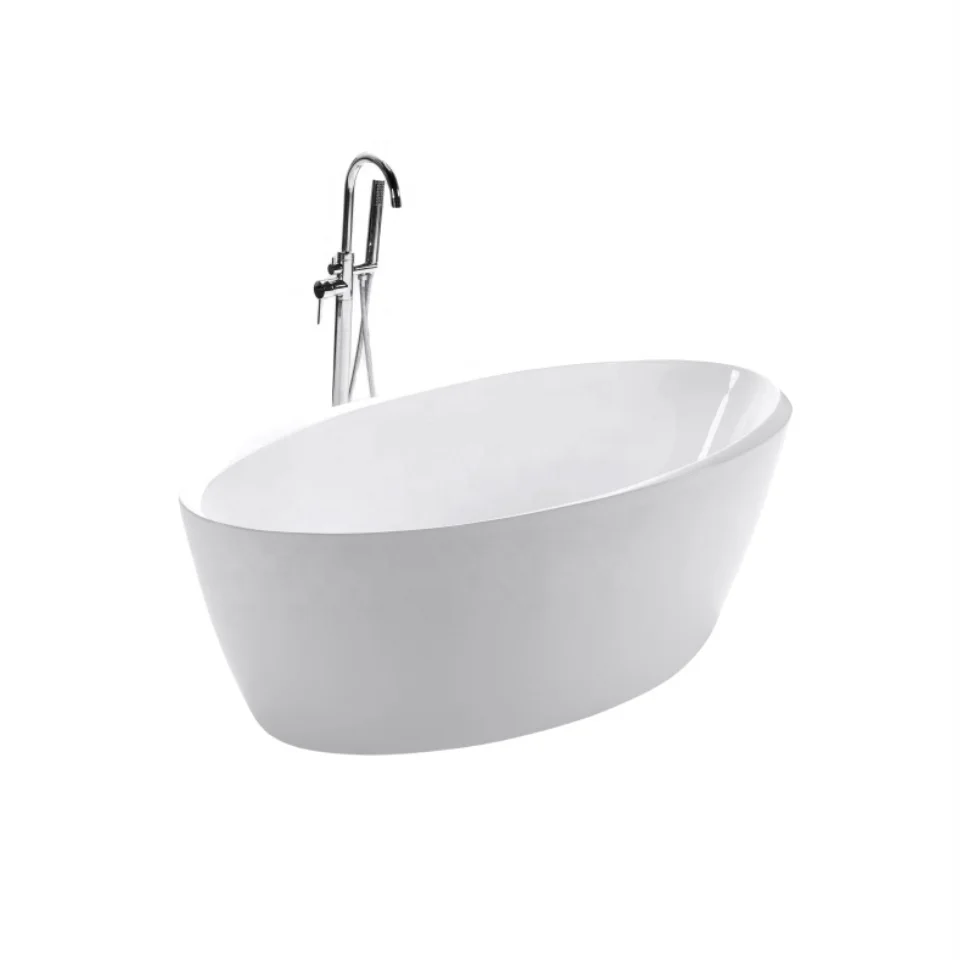 Oumeiga acrylic left right corner back to wall freestanding bath tubs rectangular bathtub for adults