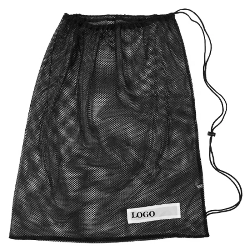Promotional Black Custom Logo Sport Swim Gym Drawstring Mesh Swimming Bags for shoes