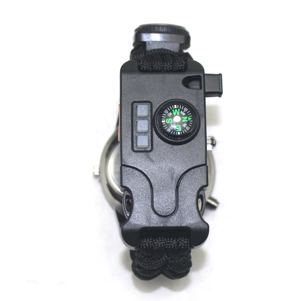 Multifunctional Tool Kits Outdoor Travel Emergency Wristband Flashlight Edc Survival Paracord Bracelet Watch