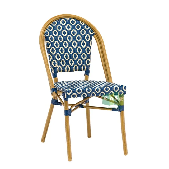 Aluminum rattan wicker bistro chair french style for outdoor (E1187C)