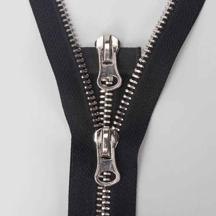 Manufacturer Custom 1#2#3#5#8#10#12#15# High Quality Metal Zipper Open/Close end two way puller For Garment Jacket Zipper