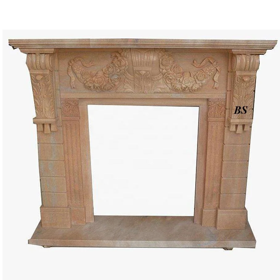Modern Design White Marble Indoor Stone Fireplace Surround