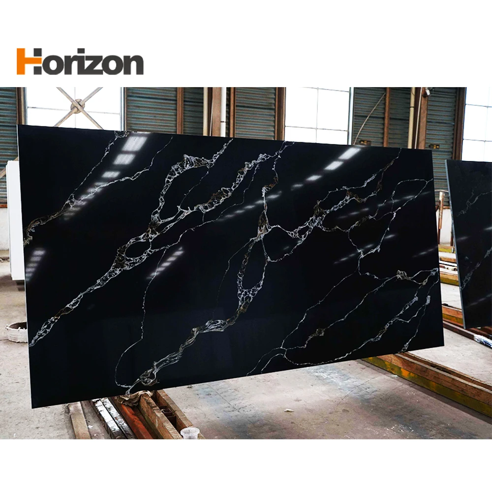 Horizon  Calacatta Black Calcatta Artificial Quartz Slab Stone Quartz 15mm 20mm 30mm Thickness Quartz Countertops Stone