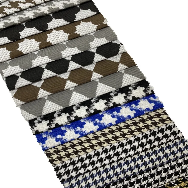 Cotton-polyester mixed houndstooth pattern home textile fabric luggage/clothing jacquard fabric