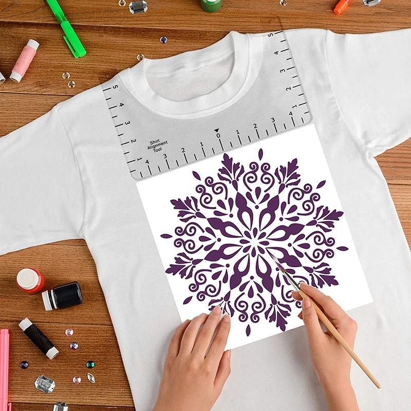 
RAYBIN 4pcs Placement Graphic Guide Home Daily Use Tool Transparent Acrylic t-shirt alignment ruler 