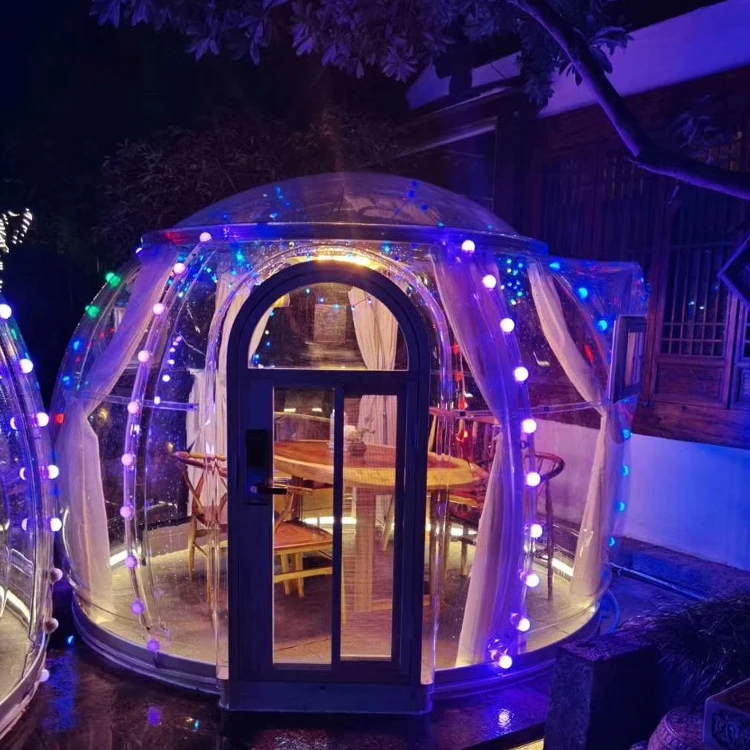 Factory price aluminum frame geodesic dome tents PC dome camp house