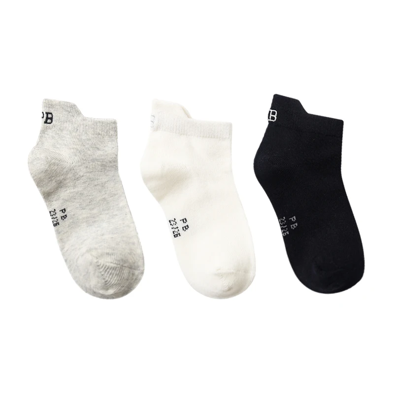 Высококачественные черно-белые серые трехцветные детские носки для