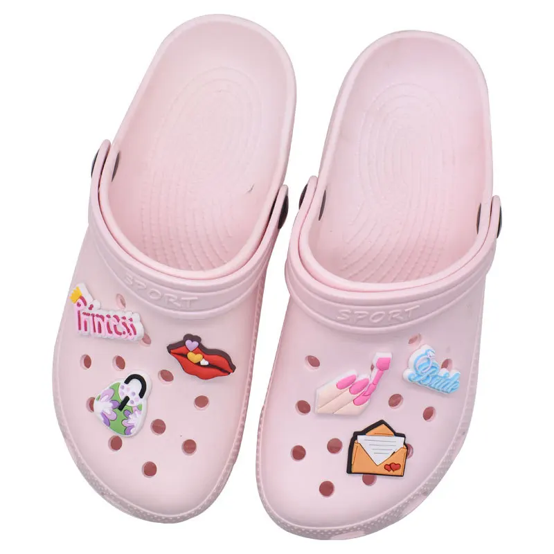Girls Women Pvc Make Up Lipstick Accessories High Heel Crown Decorations Fit Clogs Garden Ornaments Shoe Charms