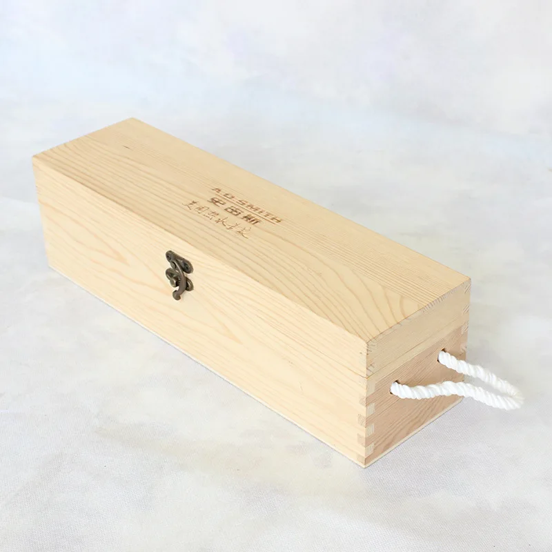 China factory cheap price custom  logo design  pine wooden box wood packaging box  for red wine