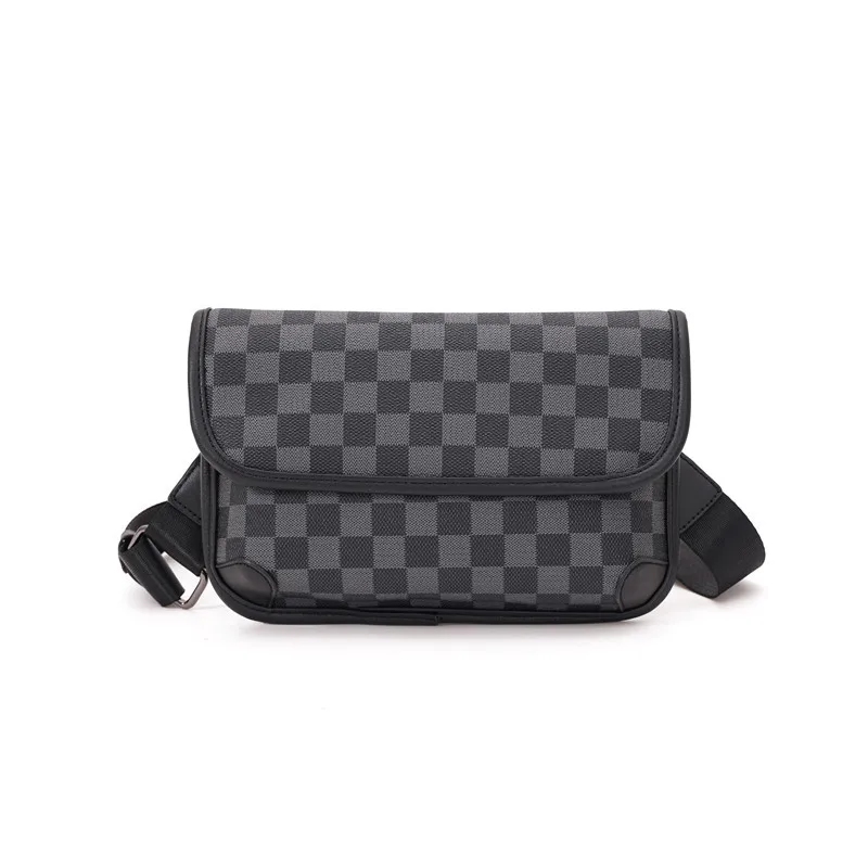 luxury fashion plaid man crossbody phone bag with removable shoulder strap leather sling bags men