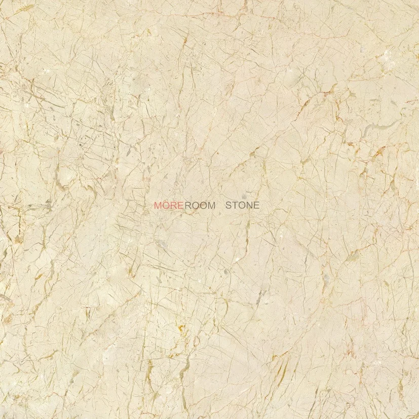 interior living Room water jet flooring design glazed beige ceramic tile look like marble