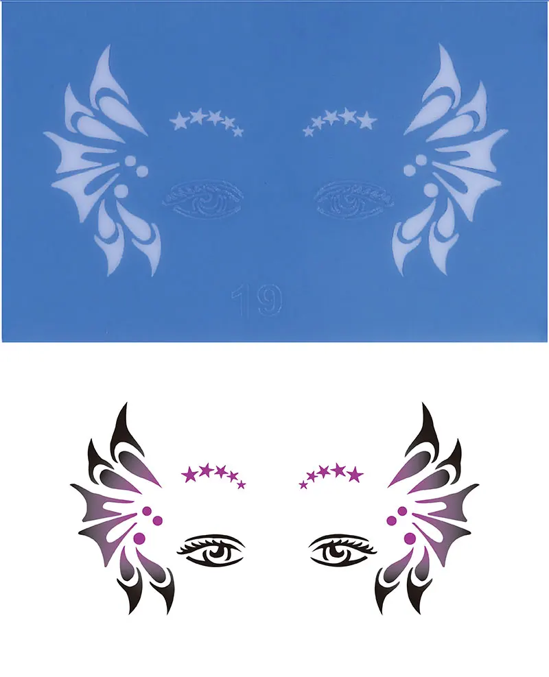PET reusable mylar stencil for airbrush tattoo and face paint