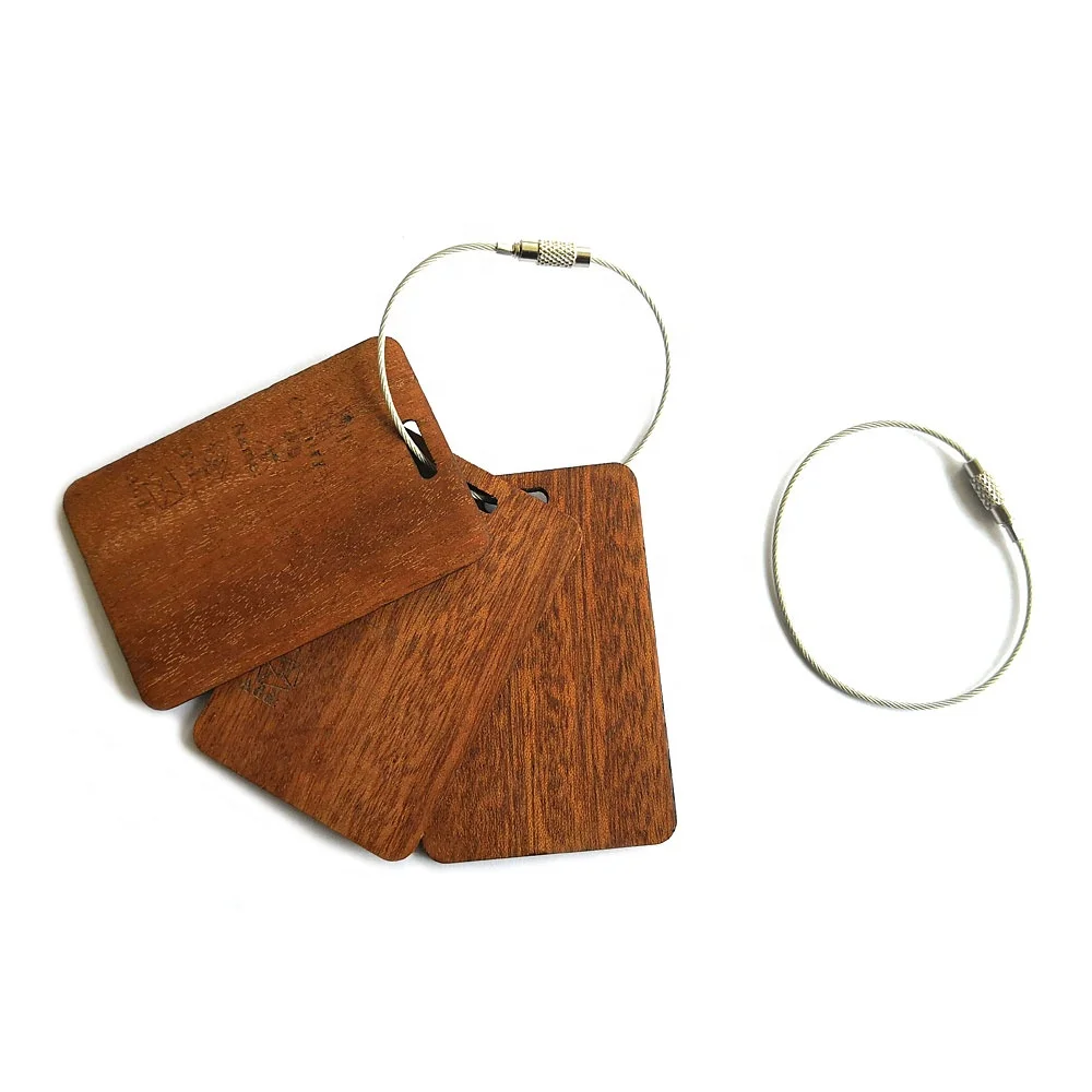 Wholesale Reusable Blank Wooden Name ID Travel Baggage Tag Bamboo Luggage Tag