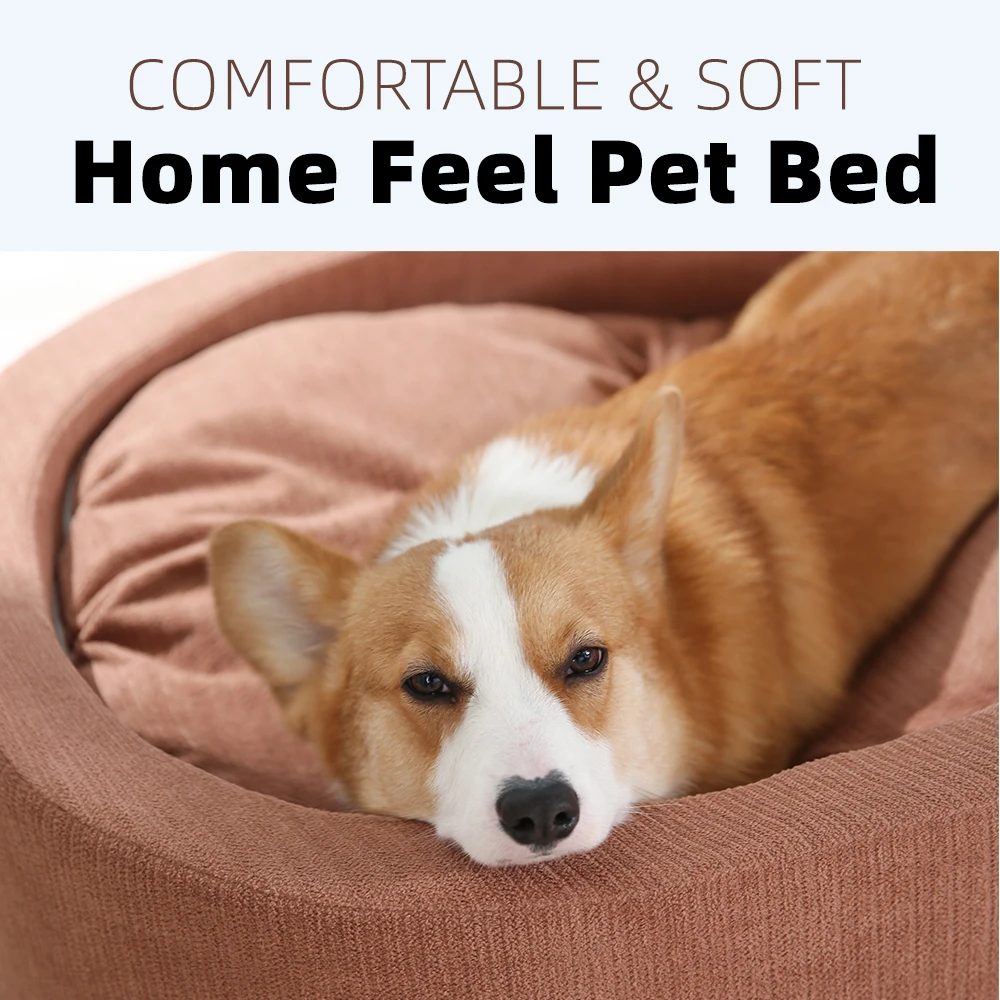 Pet Bed manufacturer OEM Warm Washable Cat Beds Super Soft Suede Fabric Round High Rim Pet Dog Bed with remove able