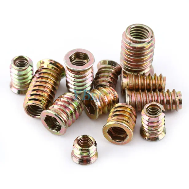 M6 M8 M10 Flanged Hex Socket Drive Head Zinc Alloy Drive Insert Nuts Threaded For Wood Furniture
