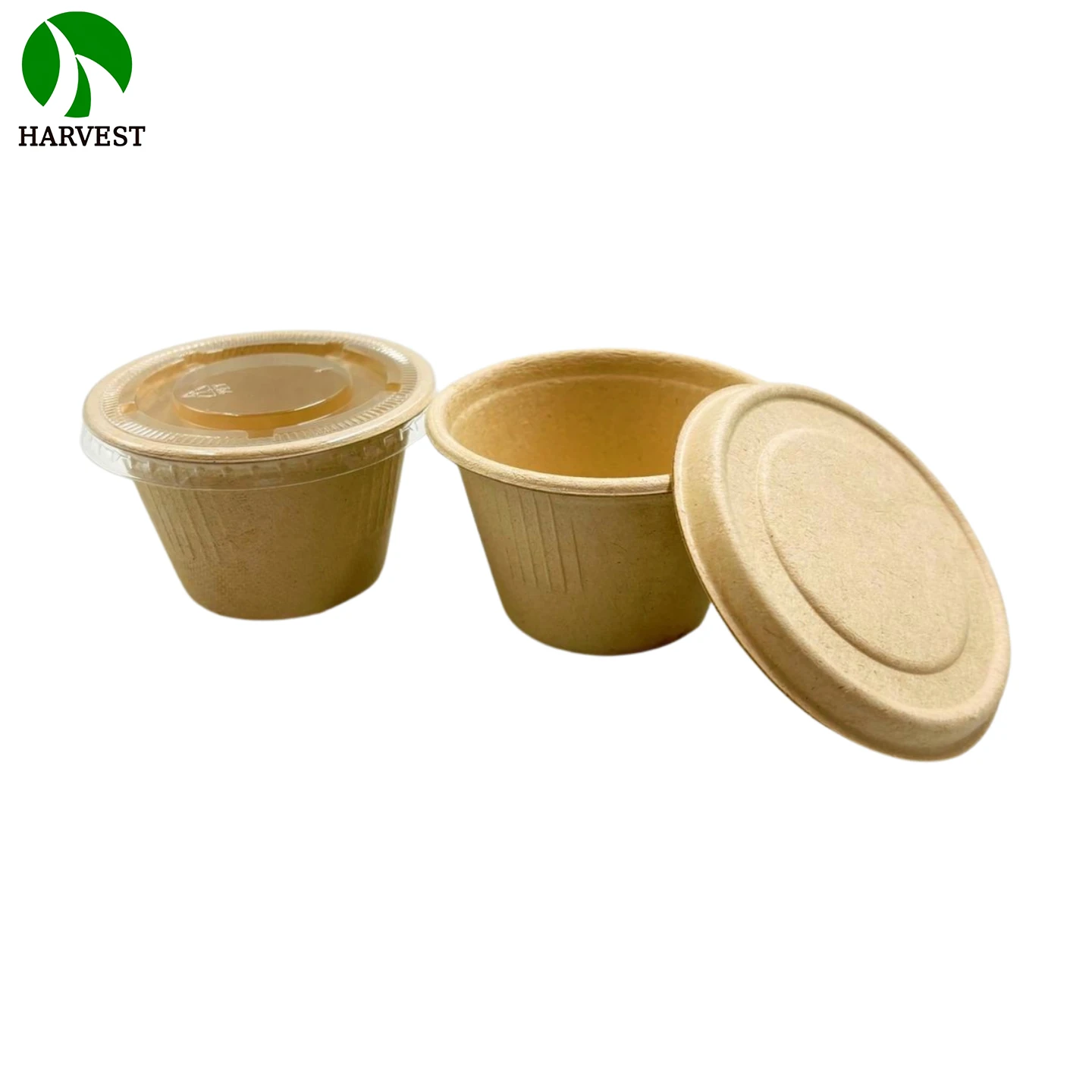 Leakproof Greaseproof Eco Harvest Natural Sugarcane Disposable Bagasse 2 Oz 4 Oz Dipping Sauce Cup With Lid