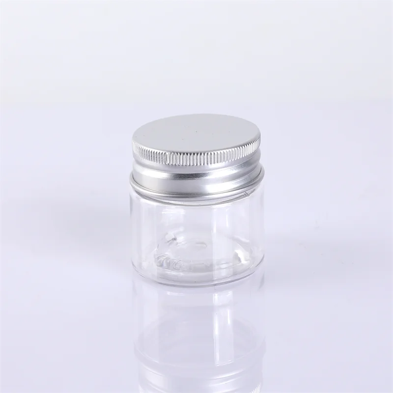 wholesale empty transparent pet plastic cosmetic custom skin cream jar with white lid