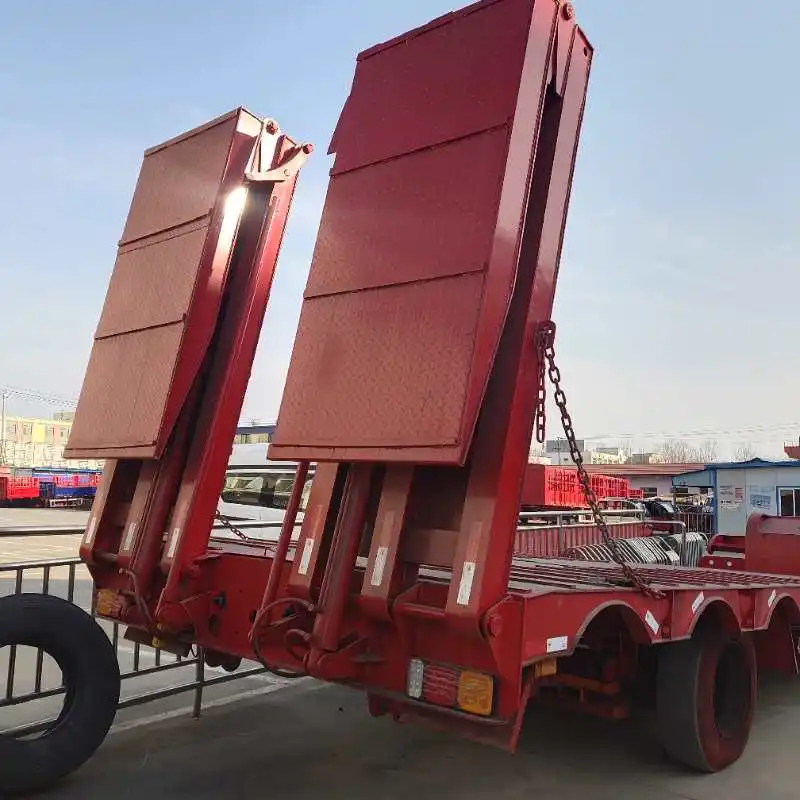Widely Used Lowboy Truck Semi Trailer, 3 Axle 40ton-80ton price low bed trailers