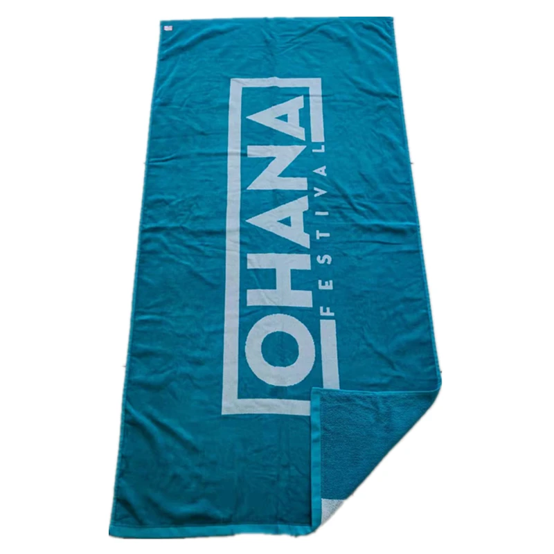 100% organic cotton jacquard bath towel custom logo velour woven jacquard  beach towel