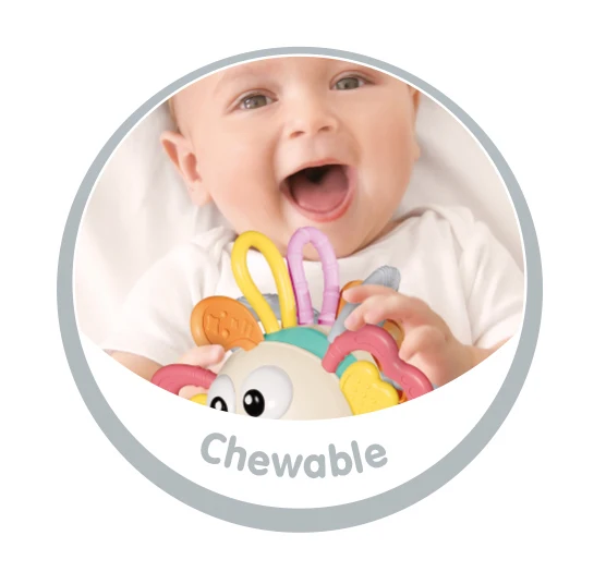Baby Teether Silicone Animal Toy LionFish Rattle Ball Early Education Baby Puzzle Teething Sensory Toy
