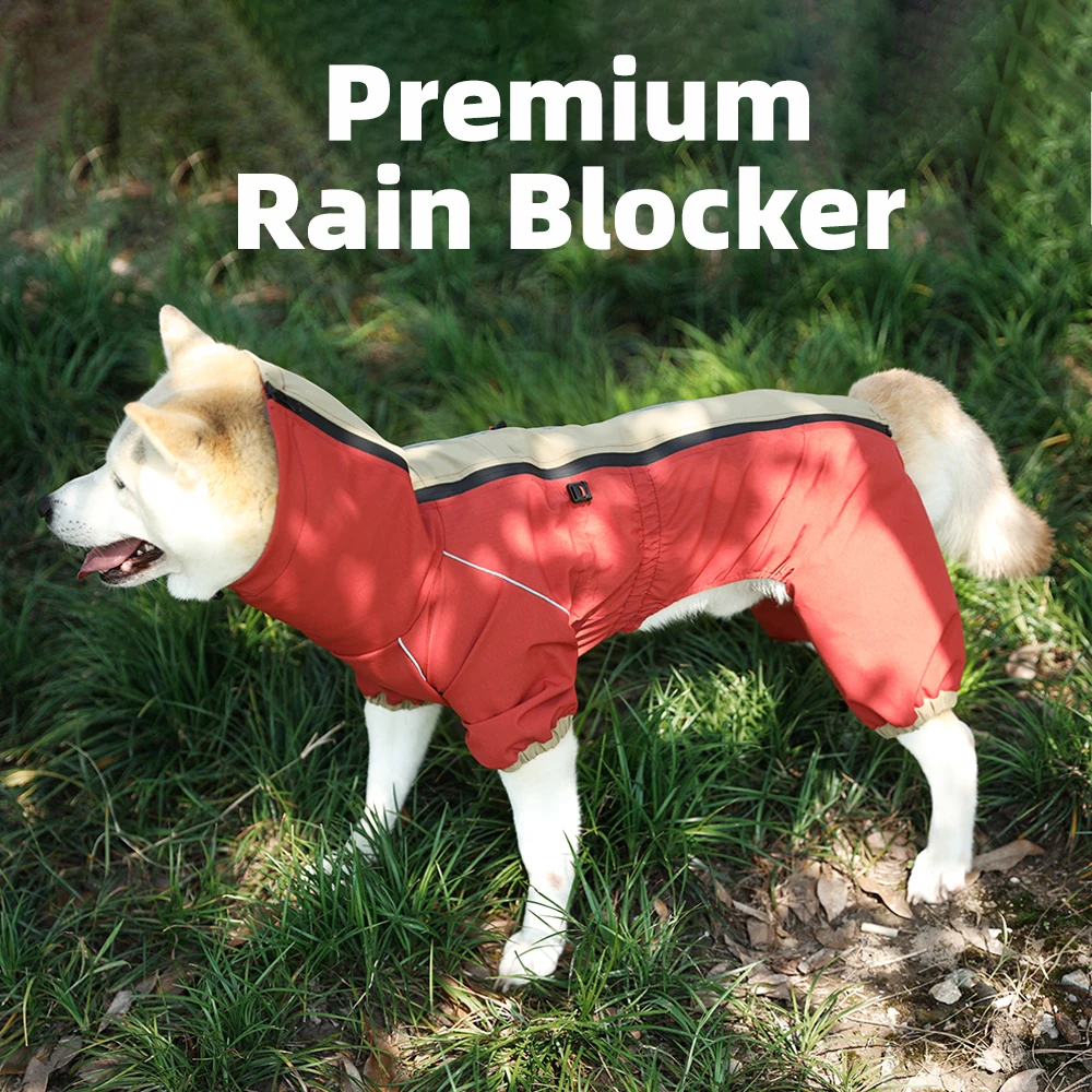 Hot Sale Pet Clothing Brick Khaki Waterproof Reflective Prenmium Full Body Large Dog Raincoat