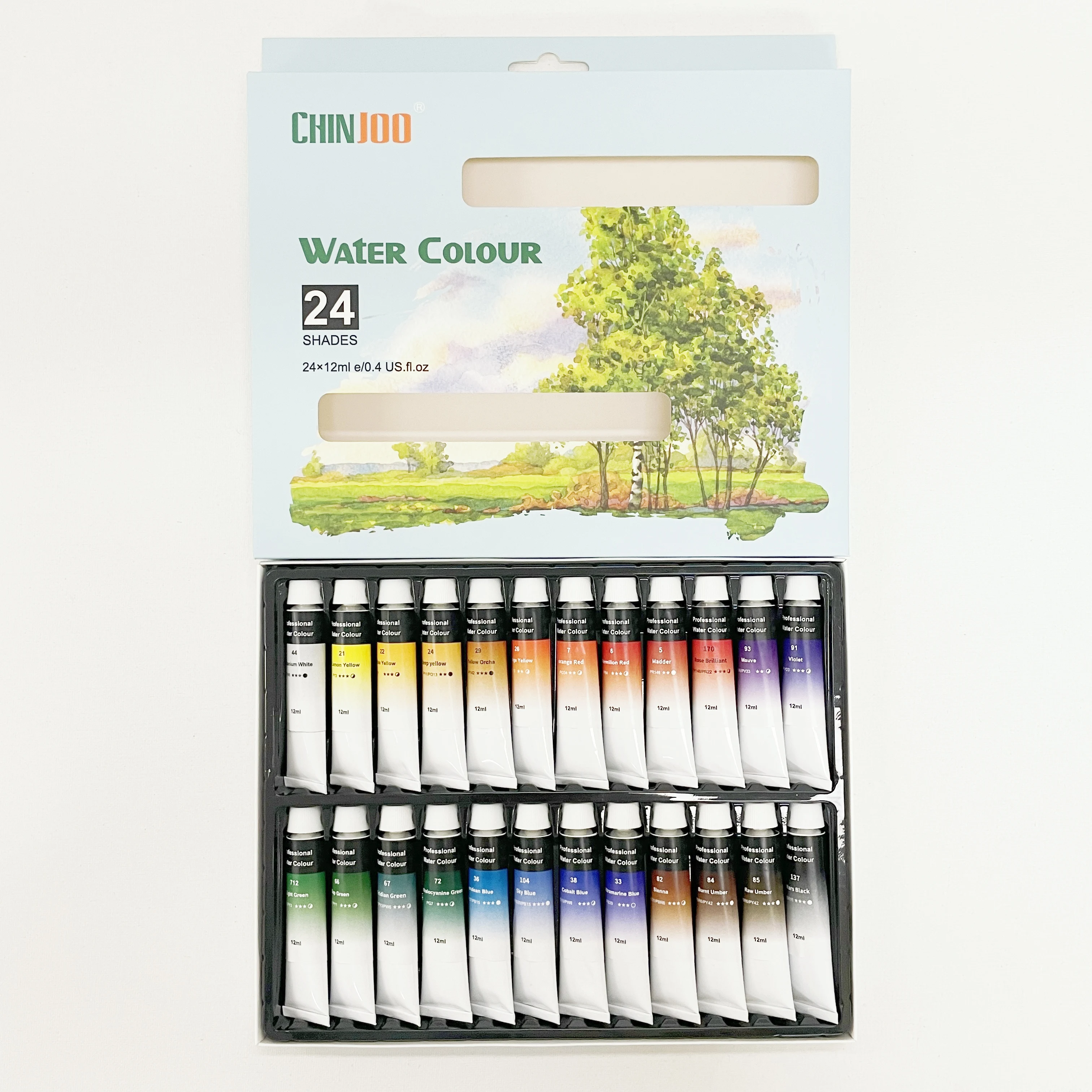 OEM Washable Professional 24-Color Watercolor Paint Set In Tube For Children Artist DIY Use on Paper