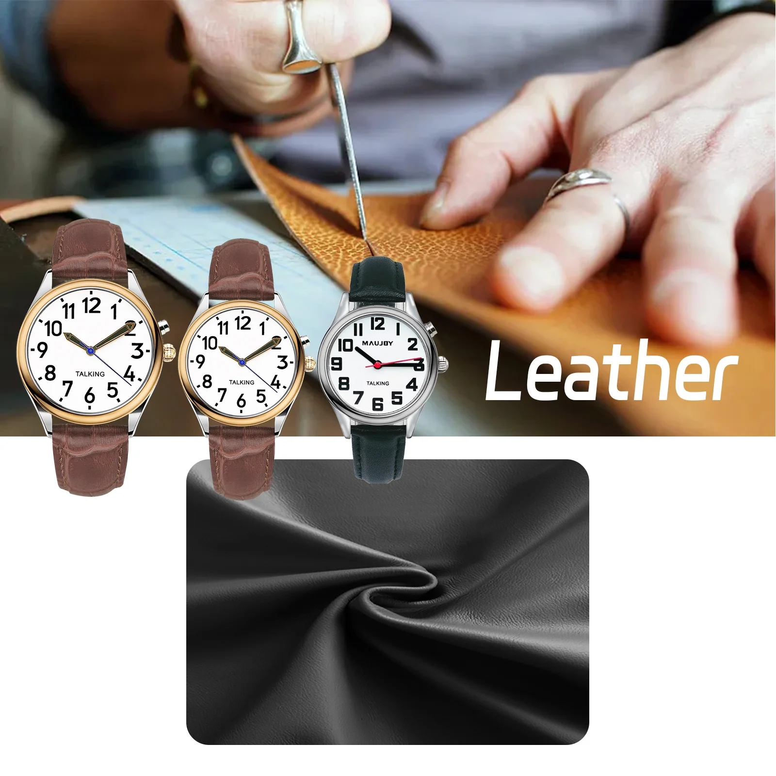 Men Women Talking Watch with American Accent Voice Big Numbers Watch for Visually impaired, Elderly or Blind People