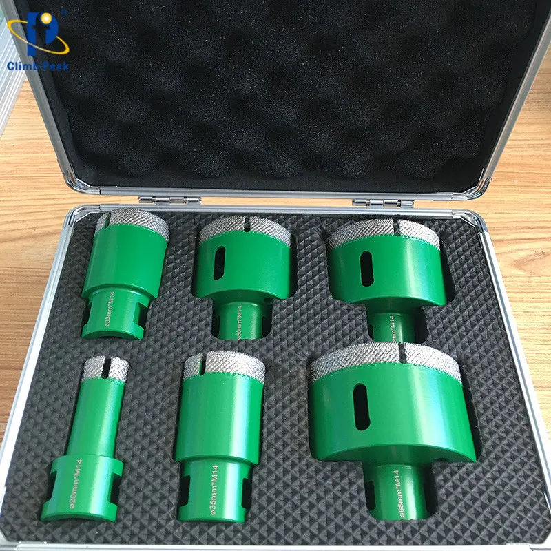 M14 Vacuum Brazed Diamond Core Drill Bit Sets for Marble Granite Porcelain Tile Ceramic Dry Use Drilling Masonry Hole Saw Kit